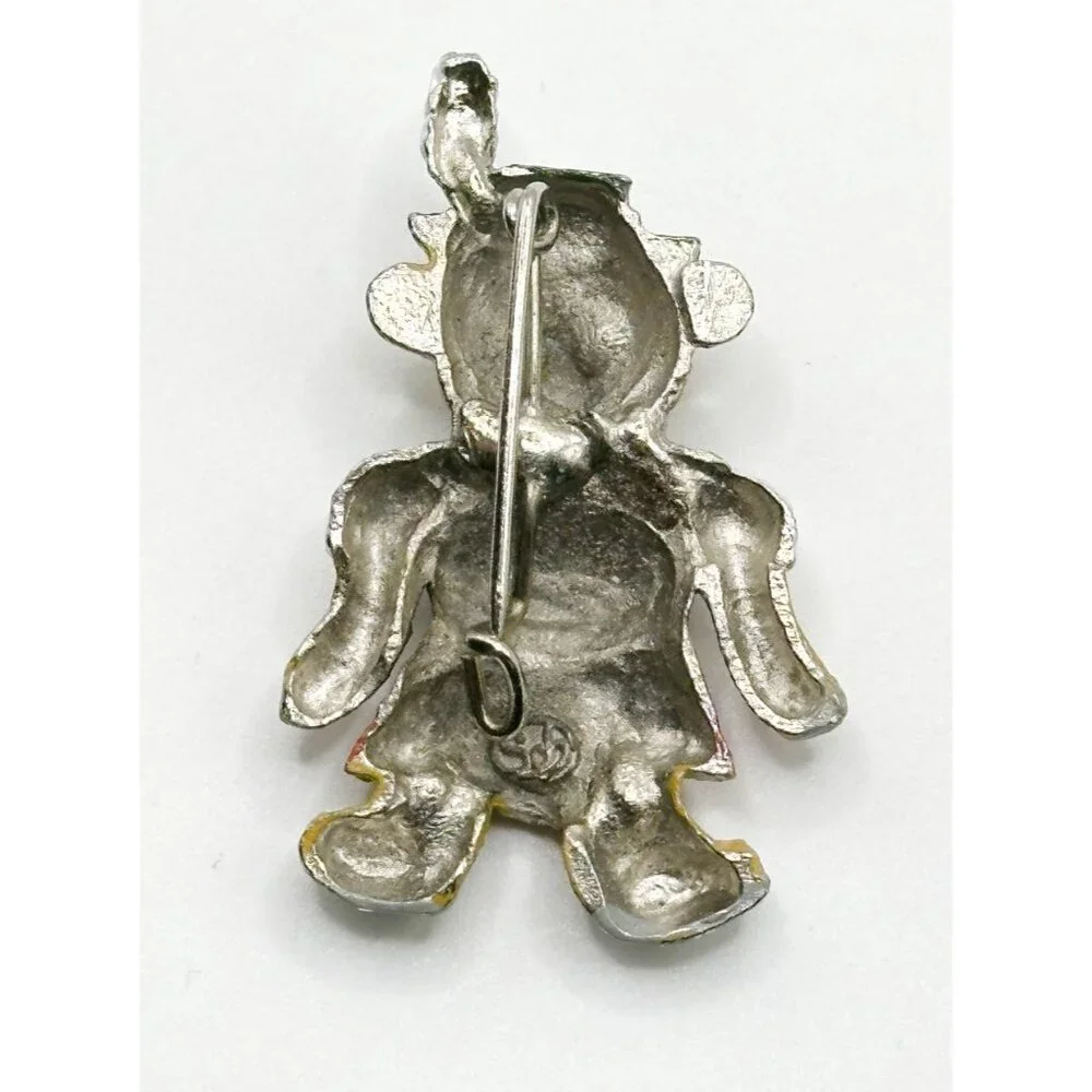 Vintage Enamel Pewter Oktoberfest Bear Pin Brooch‎ German Dressed Female